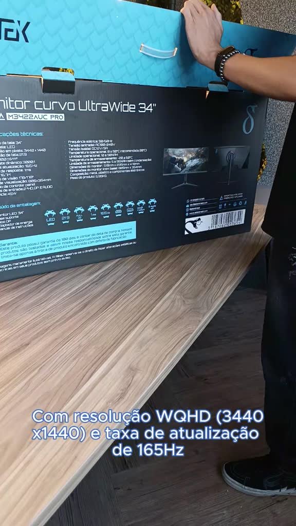 Monitor Curvo Ultra Wide 34'' Aitek DELTA Imersão, Produtividade e Fluidez