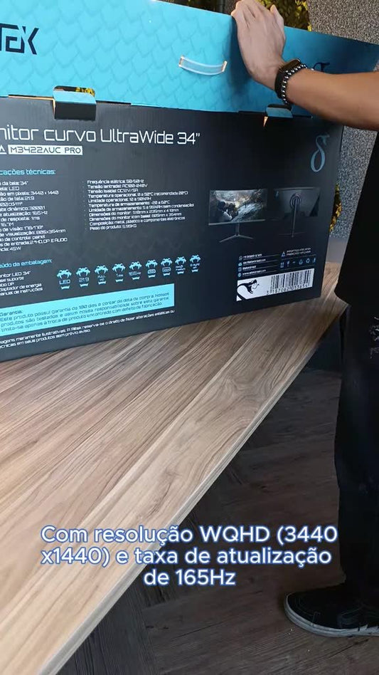 Monitor Curvo Ultra Wide 34'' Aitek DELTA Imersão, Produtividade e Fluidez