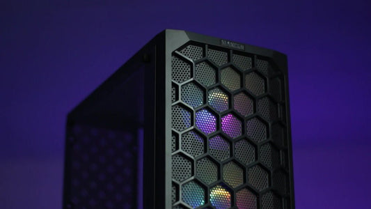 Gabinete Gamer Mancer Hexer, Rainbow, Mid-Tower, Lateral de Vidro, Com 3 Fans, Preto, MCR-HEX-RB01