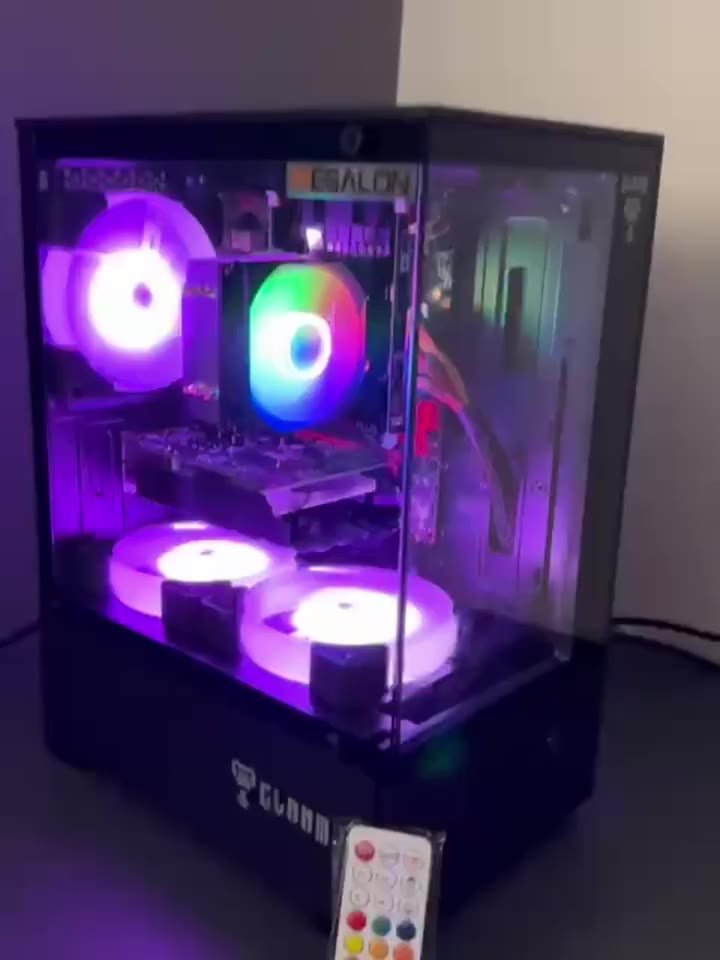 Gabinete Gamer Aquario Vidro Premium Capacidade para até 5 ventoinhas de 120mm cor preta ref002