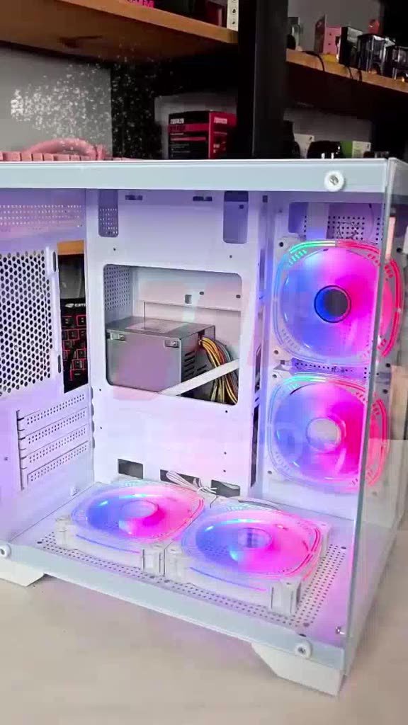 Gabinete Gamer Branco GB1791 4 fans RGB Micro-Atx Em vidro